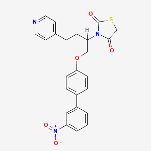 molecular formula C24H21N3O5S B1665887 3-[1-[[(3'-Nitro[1,1'-biphenyl]-4-YL)oxy]methyl]-3-(4-pyridinyl)propyl]-2,4-thiazolidinedione CAS No. 227088-94-0