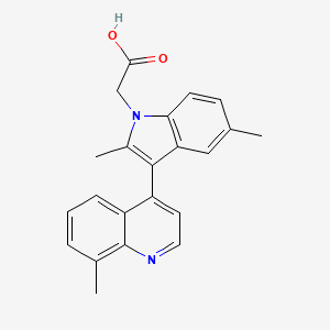 molecular formula C22H20N2O2 B1665889 (2,5-Dimethyl-3-(8-methyl-4-quinolinyl)-1H-indol-1-yl)acetic acid CAS No. 629645-40-5