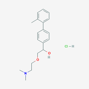 molecular formula C19H26ClNO2 B166589 alpha-((2-(Dimethylamino)ethoxy)methyl)-2'-methyl-(1,1'-biphenyl)-4-methanol hydrochloride CAS No. 131961-71-2
