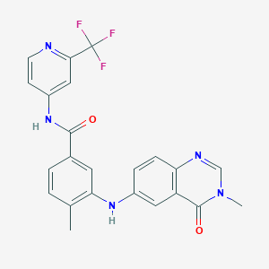 molecular formula C23H18F3N5O2 B1665892 4-methyl-3-[(3-methyl-4-oxoquinazolin-6-yl)amino]-N-[2-(trifluoromethyl)pyridin-4-yl]benzamide 