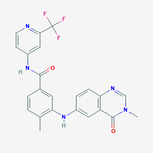 molecular formula C23H18F3N5O2 B1665892 4-methyl-3-[(3-methyl-4-oxoquinazolin-6-yl)amino]-N-[2-(trifluoromethyl)pyridin-4-yl]benzamide CAS No. 951627-57-9