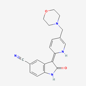 molecular formula C19H18N4O2 B1665930 2-hydroxy-3-(5-(morpholinomethyl)pyridin-2-yl)-1H-indole-5-carbonitrile CAS No. 612487-72-6