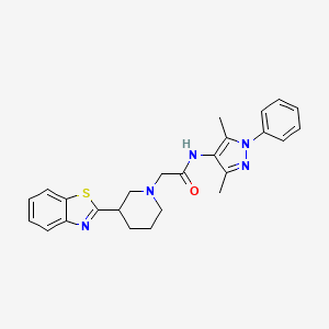 molecular formula C25H27N5OS B1665949 2-[3-(1,3-benzothiazol-2-yl)piperidin-1-yl]-N-(3,5-dimethyl-1-phenyl-1H-pyrazol-4-yl)acetamide CAS No. 956571-77-0