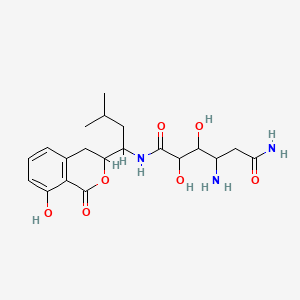 molecular formula C20H29N3O7 B1665976 4-amino-2,3-dihydroxy-N-[1-(8-hydroxy-1-oxo-3,4-dihydroisochromen-3-yl)-3-methylbutyl]hexanediamide CAS No. 78654-44-1
