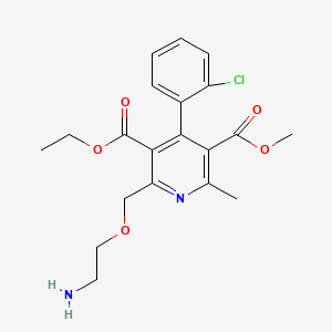 molecular formula C20H23ClN2O5 B1666011 3-Ethyl 5-methyl 2-((2-aminoethoxy)methyl)-4-(2-chlorophenyl)-6-methylpyridine-3,5-dicarboxylate CAS No. 113994-41-5