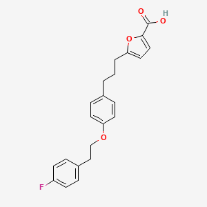 molecular formula C22H21FO4 B1666018 5-(3-(4-(2-(4-Fluorophenyl)ethoxy)phenyl)propyl)furan-2-carboxylic acid CAS No. 849727-81-7