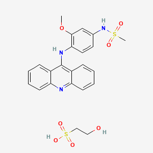 molecular formula C23H25N3O7S2 B1666027 Methanesulfonamide, N-(4-(9-acridinylamino)-3-methoxyphenyl)-, mono(2-hydroxyethanesulfonate) CAS No. 80277-14-1
