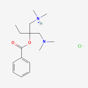 molecular formula C16H27CLN2O2 B1666030 1,1-Bis((dimethylamino)methyl)propyl benzoate monohydrochloride CAS No. 631-38-9