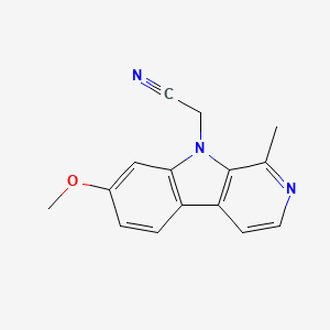molecular formula C15H13N3O B1666043 2-(7-Methoxy-1-methyl-9H-pyrido[3,4-b]indol-9-yl)acetonitrile CAS No. 241809-12-1