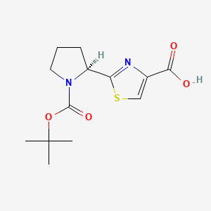 molecular formula C13H18N2O4S B1666046 2-[(2S)-1-[(1,1-Dimethylethoxy)carbonyl]2-pyrrolidinyl]-4-thiazolecarboxylic acid CAS No. 251349-54-9