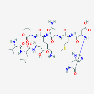 molecular formula C46H77N13O15S B1666052 Histidyl-aspartyl-methionyl-asparaginyl-lysyl-valyl-leucyl-aspartyl-leucine CAS No. 118850-72-9