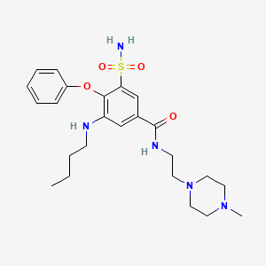 molecular formula C24H35N5O4S B1666069 3-丁基氨基-N-[2-(4-甲基-哌嗪-1-基)-乙基]-4-苯氧基-5-磺酰胺基-苯甲酰胺 CAS No. 1021869-45-3