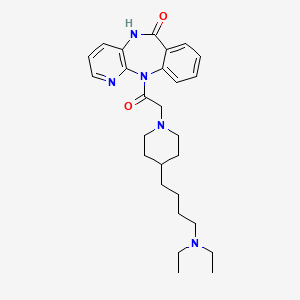 molecular formula C27H37N5O2 B1666070 11-[[4-[4-(Diethylamino)butyl]-1-piperidinyl]acetyl]-5,11-dihydro-6H-pyrido[2,3-B][1,4]benzodiazepin-6-one CAS No. 123548-16-3