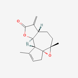 molecular formula C15H18O3 B1666082 (1R,3S,6S,10S,11S)-3,12-dimethyl-7-methylidene-2,9-dioxatetracyclo[9.3.0.01,3.06,10]tetradec-12-en-8-one CAS No. 84692-91-1