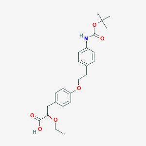 molecular formula C24H31NO6 B1666084 (S)-3-(4-(4-((tert-butoxycarbonyl)amino)phenethoxy)phenyl)-2-ethoxypropanoic acid CAS No. 251454-45-2