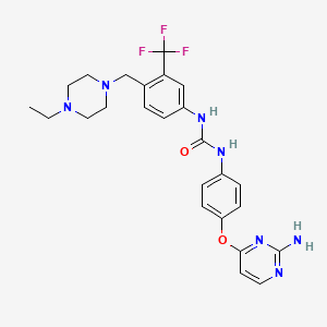 molecular formula C25H28F3N7O2 B1666111 1-[4-(2-Aminopyrimidin-4-yl)oxyphenyl]-3-[4-[(4-ethylpiperazin-1-yl)methyl]-3-(trifluoromethyl)phenyl]urea CAS No. 853299-52-2