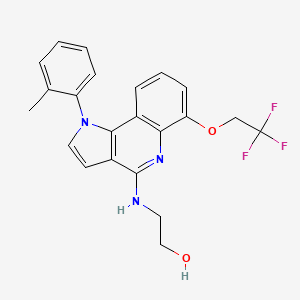 molecular formula C22H20F3N3O2 B1666122 Ethanol, 2-((1-(2-methylphenyl)-6-(2,2,2-trifluoroethoxy)-1H-pyrrolo(3,2-C)quinolin-4-yl)amino)- CAS No. 220853-85-0