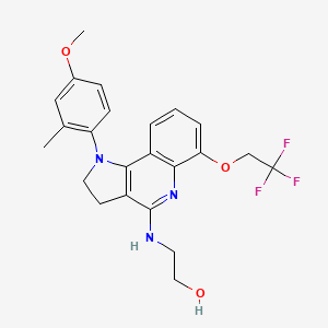 molecular formula C23H24F3N3O3 B1666123 乙醇，2-((2,3-二氢-1-(4-甲氧基-2-甲基苯基)-6-(2,2,2-三氟乙氧基)-1H-吡咯并(3,2-C)喹啉-4-基)氨基)- CAS No. 220854-06-8