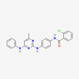 molecular formula C24H20ClN5O B1666130 2-chloro-N-(4-((4-methyl-6-(phenylamino)pyrimidin-2-yl)amino)phenyl)benzamide CAS No. 946293-78-3