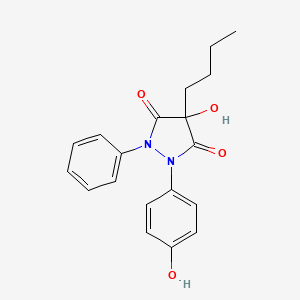 molecular formula C19H20N2O4 B1666139 4-Hydroxy-4-butyl-1-(4-hydroxyphenyl)-2-phenylpyrazolidine-3,5-dione CAS No. 55648-39-0