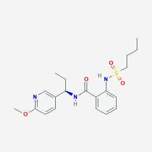 molecular formula C20H27N3O4S B1666141 Benzamide, 2-((butylsulfonyl)amino)-N-((1R)-1-(6-methoxy-3-pyridinyl)propyl)- CAS No. 767334-89-4