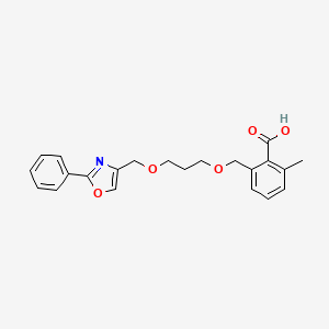 molecular formula C22H23NO5 B1666142 2-Methyl-6-((3-((2-phenyl-4-oxazolyl)methoxy)propoxy)methyl)benzoic acid CAS No. 304025-09-0