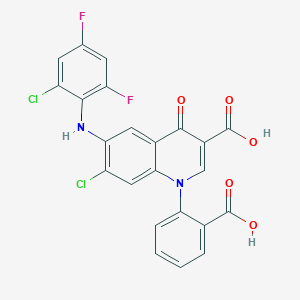 molecular formula C22H13AsCl2F2N2O4 B1666143 1-(2-Carboxyphenyl)-7-chloro-6-[(2-chloro-4,6-difluorophenyl)amino]-4-oxo-1,4-dihydroquinoline-3-carboxylic acid CAS No. 862243-29-6