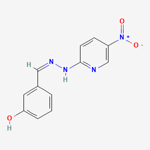 molecular formula C12H10N4O3 B1666161 Benzaldehyde, m-hydroxy-, (5-nitro-2-pyridyl)hydrazone CAS No. 28058-31-3