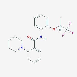 molecular formula C21H23F3N2O2 B1666164 Benzamide, 2-(2-(1-piperidinyl)ethoxy)-N-(3-(trifluoromethyl)phenyl)- CAS No. 34037-64-4