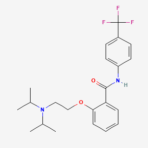 molecular formula C22H27F3N2O2 B1666165 Benzamide, 2-(2-(bis(1-methylethyl)amino)ethoxy)-N-(3-(trifluoromethyl)phenyl)- CAS No. 33351-07-4