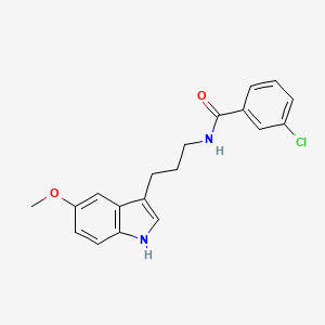 molecular formula C19H19ClN2O2 B1666169 Benzamide, 3-chloro-N-(3-(5-methoxy-1H-indol-3-yl)propyl)- CAS No. 72612-12-5
