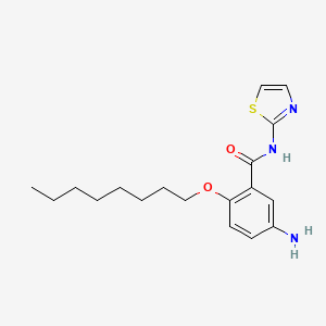 molecular formula C18H25N3O2S B1666173 Benzamide, 5-amino-2-(octyloxy)-N-(2-thiazolyl)- CAS No. 13736-70-4