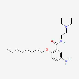 molecular formula C21H37N3O2 B1666174 苯甲酰胺，5-氨基-N-(2-(二乙氨基)乙基)-2-(辛氧基)- CAS No. 13738-15-3