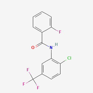 molecular formula C14H8ClF4NO B1666176 Benzamide, N-(2-chloro-5-(trifluoromethyl)phenyl)-2-fluoro- CAS No. 2802-85-9