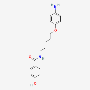 molecular formula C18H22N2O3 B1666183 BENZAMIDE, N-(5-(p-AMINOPHENOXY)PENTYL)-p-HYDROXY- CAS No. 108367-29-9