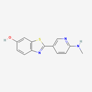 molecular formula C13H11N3OS B1666208 6-Benzothiazolol, 2-(6-(methylamino)-3-pyridinyl)- CAS No. 945400-24-8