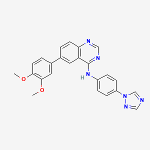 molecular formula C24H20N6O2 B1666210 N-(4-(1H-1,2,4-三唑-1-基)苯基)-6-(3,4-二甲氧基苯基)喹唑啉-4-胺 CAS No. 944278-62-0