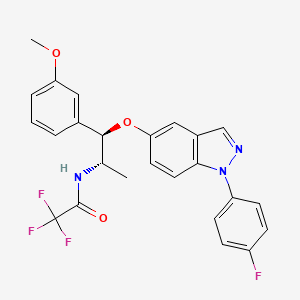molecular formula C25H21F4N3O3 B1666221 2,2,2-trifluoro-N-[(1R,2S)-1-[1-(4-fluorophenyl)indazol-5-yl]oxy-1-(3-methoxyphenyl)propan-2-yl]acetamide CAS No. 1034148-04-3