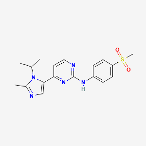 molecular formula C18H21N5O2S B1666222 4-(1-isopropyl-2-methyl-1H-imidazol-5-yl)-N-(4-(methylsulfonyl)phenyl)pyrimidin-2-amine CAS No. 602306-29-6