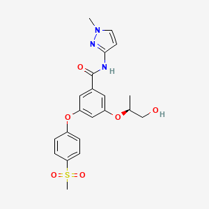 molecular formula C21H23N3O6S B1666226 3-(((1S)-2-羟基-1-甲基乙基)氧基)-N-(1-甲基-1H-吡唑-3-基)-5-(4-(甲磺酰基)苯氧基)苯甲酰胺 CAS No. 752239-85-3