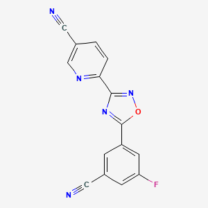 molecular formula C15H6FN5O B1666227 6-[5-(3-Cyano-5-fluorophenyl)-1,2,4-oxadiazol-3-yl]pyridine-3-carbonitrile CAS No. 453566-30-8