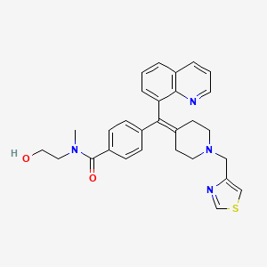 molecular formula C29H30N4O2S B1666232 N-(2-hydroxyethyl)-N-methyl-4-[quinolin-8-yl-[1-(1,3-thiazol-4-ylmethyl)piperidin-4-ylidene]methyl]benzamide CAS No. 1018988-00-5