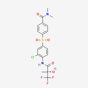 molecular formula C19H18ClF3N2O5S B1666236 4-[(3-Chloro-4-{[(2r)-3,3,3-Trifluoro-2-Hydroxy-2-Methylpropanoyl]amino}phenyl)sulfonyl]-N,N-Dimethylbenzamide CAS No. 252017-04-2