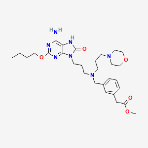 molecular formula C29H43N7O5 B1666242 methyl 2-(3-(((3-(6-amino-2-butoxy-8-oxo-7,8-dihydro-9H-purin-9-yl)propyl)(3-morpholinopropyl)amino)methyl)phenyl)acetate CAS No. 866269-28-5