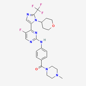 molecular formula C25H27F4N7O2 B1666243 933785-68-3 (Free base) CAS No. 933785-68-3