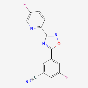 molecular formula C14H6F2N4O B1666246 3-Fluoro-5-[3-(5-fluoropyridin-2-yl)-1,2,4-oxadiazol-5-yl]benzonitrile CAS No. 327056-26-8