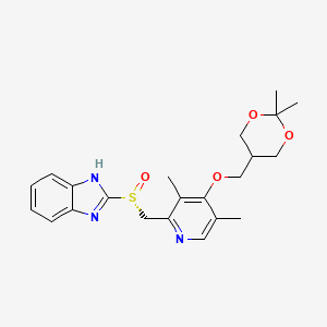 molecular formula C22H27N3O4S B1666255 2-(((4-((2,2-二甲基-1,3-二噁烷-5-基)甲氧基)-3,5-二甲基吡啶-2-基)甲基)亚磺酰基)-1H-苯并咪唑 CAS No. 955095-45-1