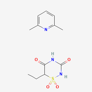 molecular formula C12H17N3O4S B1666268 2H-1,2,4-Thiadiazine-3,5(4H,6H)-dione, 6-ethyl-, 1,1-dioxide compd with 2,6-lutidine CAS No. 96434-10-5