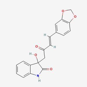 B1666283 3-[(3E)-4-(1,3-benzodioxol-5-yl)-2-oxobut-3-en-1-yl]-3-hydroxy-1,3-dihydro-2H-indol-2-one CAS No. 355428-84-1