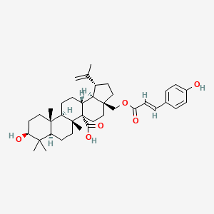 molecular formula C39H54O6 B1666285 (1R,3aS,5aS,5bR,7aR,9S,11aR,11bR,13aR,13bR)-9-hydroxy-3a-[[(E)-3-(4-hydroxyphenyl)prop-2-enoyl]oxymethyl]-5b,8,8,11a-tetramethyl-1-prop-1-en-2-yl-1,2,3,4,5,6,7,7a,9,10,11,11b,12,13,13a,13b-hexadecahydrocyclopenta[a]chrysene-5a-carboxylic acid CAS No. 85540-98-3
